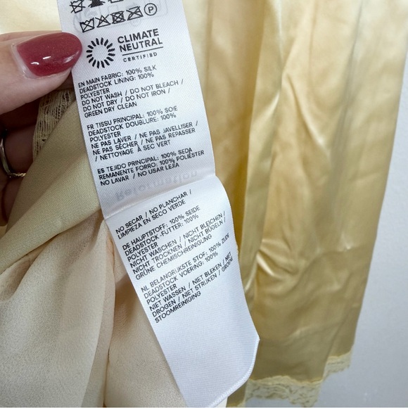 REFORMATION Stasia Silk Dress In Blonde Size 8 - Picture 6 of 6